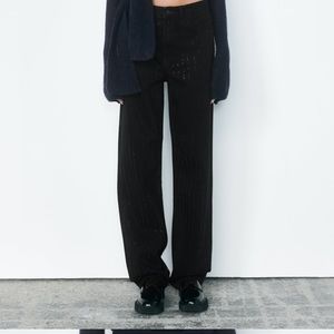 New Zara embellished loose fit rhinestones denim